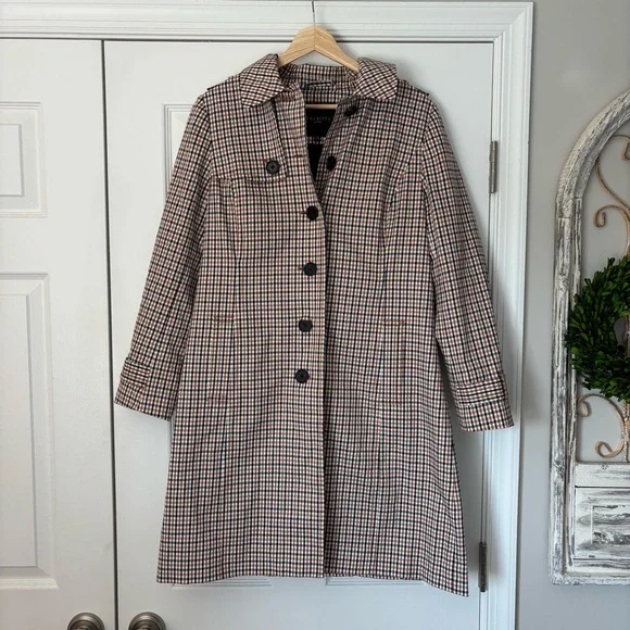 Talbots Polished Plaid Trench Coat NWOT Fall Office Career M P Petite MP - Picture 6 of 12